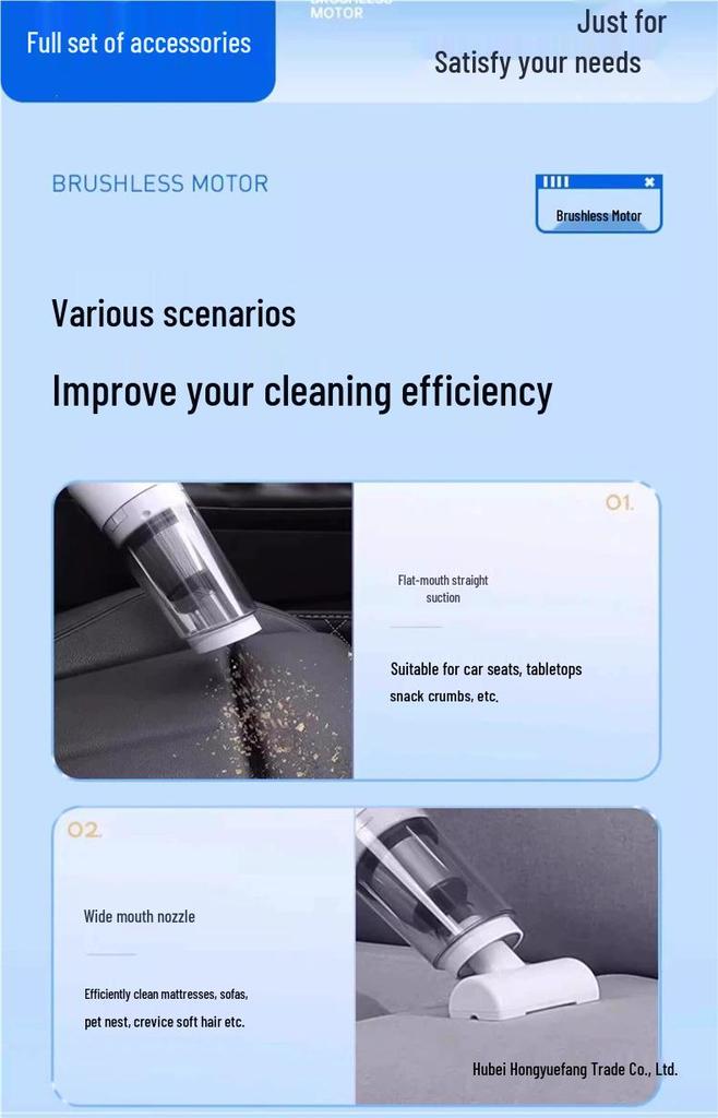 Compact Wireless Vacuum Cleaner: High Suction, Quiet, Handheld, Ideal for Home, Car, Pet Hair, Dust Mites Removal