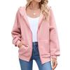 Felpa con cappuccio da donna con tasca, casual, con zip, giacca, tinta unita, manica lunga, autunno inverno, tempo libero, tempo libero, capispalla europeo americano