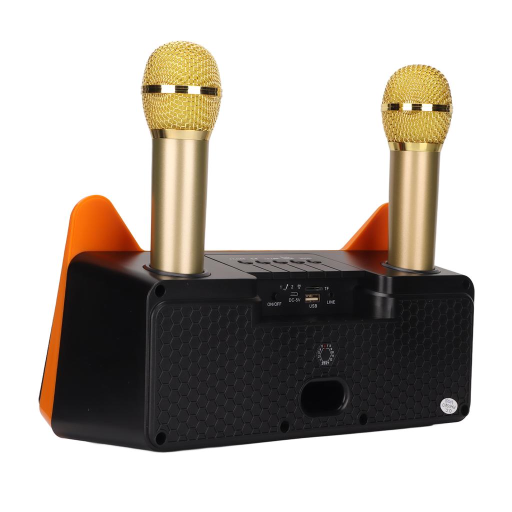 Karaoke Speaker HIFI Portable Cute Desk Speaker with 2 Wireless Microphone for Family KTV
