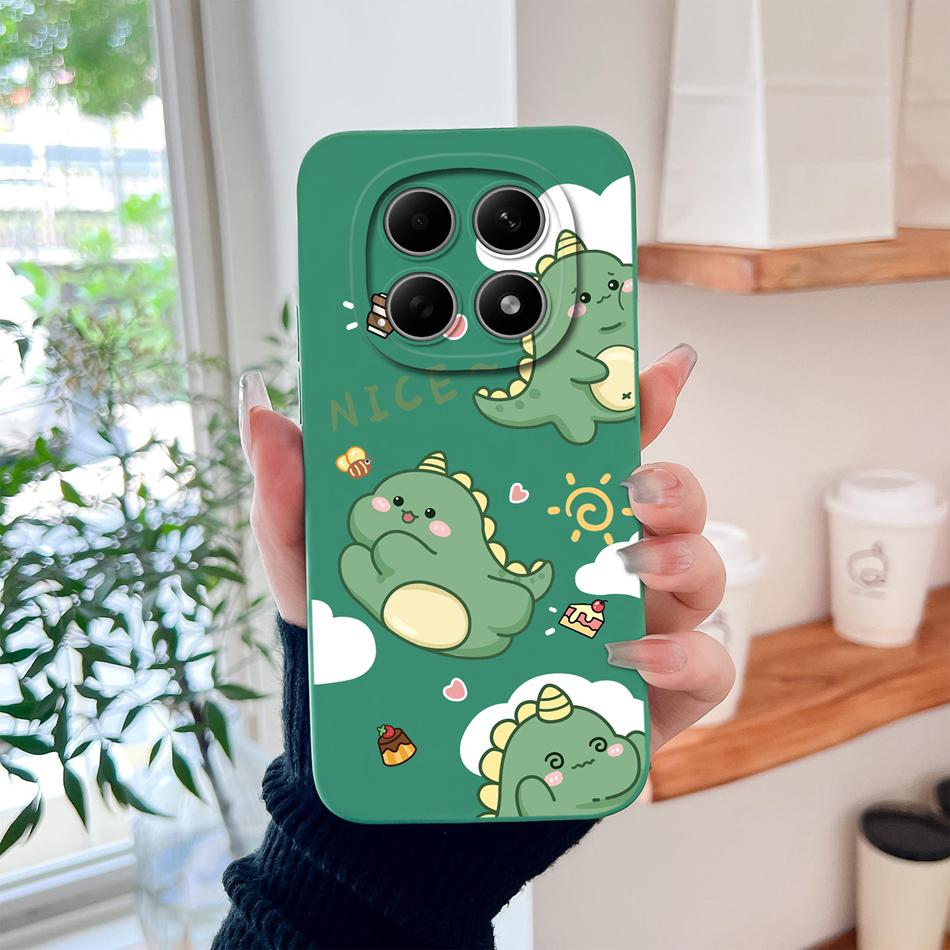 Cartoon Dinosaur Case For Poco M8 Pro 5G Back Cover For Poco M 8 Camera Lens Protection Soft Liquid Silicone Phone Protectors