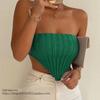 Fashion Wind Tube Top Knitting Asymmetrical Shoulder-Baring Slimming Short Wool Woven Tops Knitted Bandeau Top