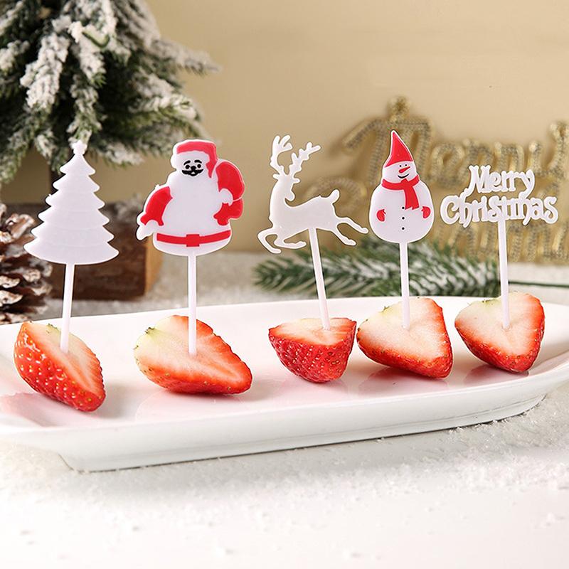 Christmas Fruit Fork Set Food Pick Sliced Fruit Fork Animal Plastic Toothpick Stick Bento Accessories