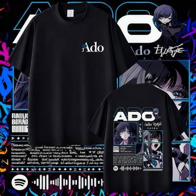 Camiseta Ado World Tour Hibana Verano 2025 Moda Masculina Casual Camiseta Suave de Algodón Hombres Mujeres 100% Algodón Puro Camiseta Estampada