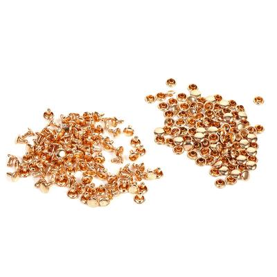 100Sets 8 x 8mm Doppelkappe Niet Metall Leder Handwerk Reparaturen Studs Spike Dekoration (Gold)