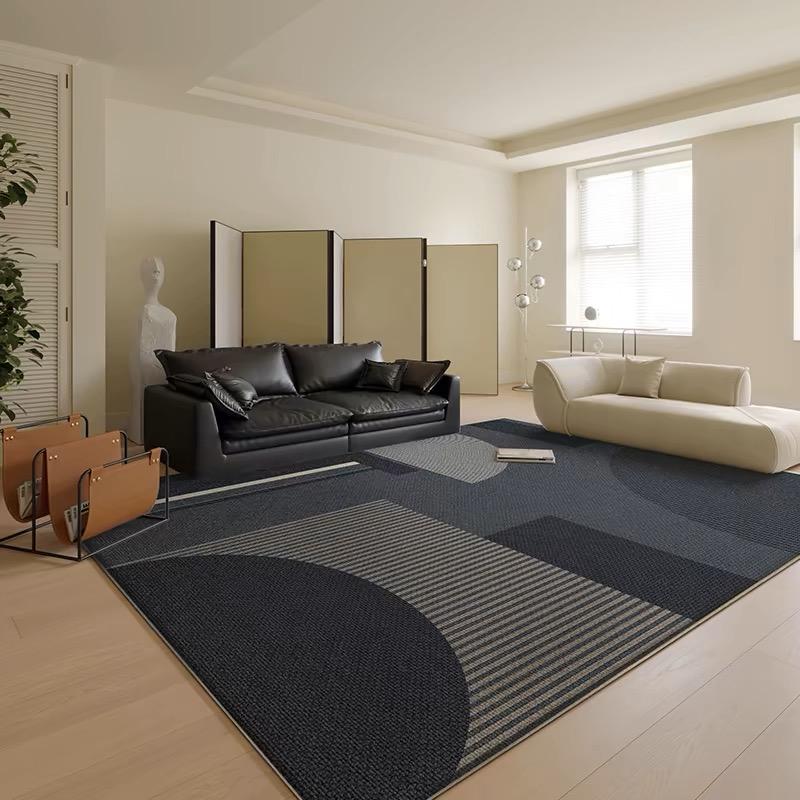 French Non-Slip Ring Velvet Carpet Light Luxury Home Living Room Sofa Coffee Table Carpet Room Decor Black Floor Mat