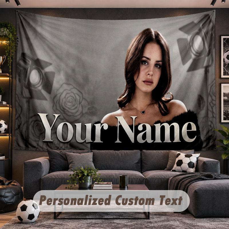 Wall Hanging Tapestry Custom NameLana Del Rey Pattern Personalized Printed Fabric Wall Decor