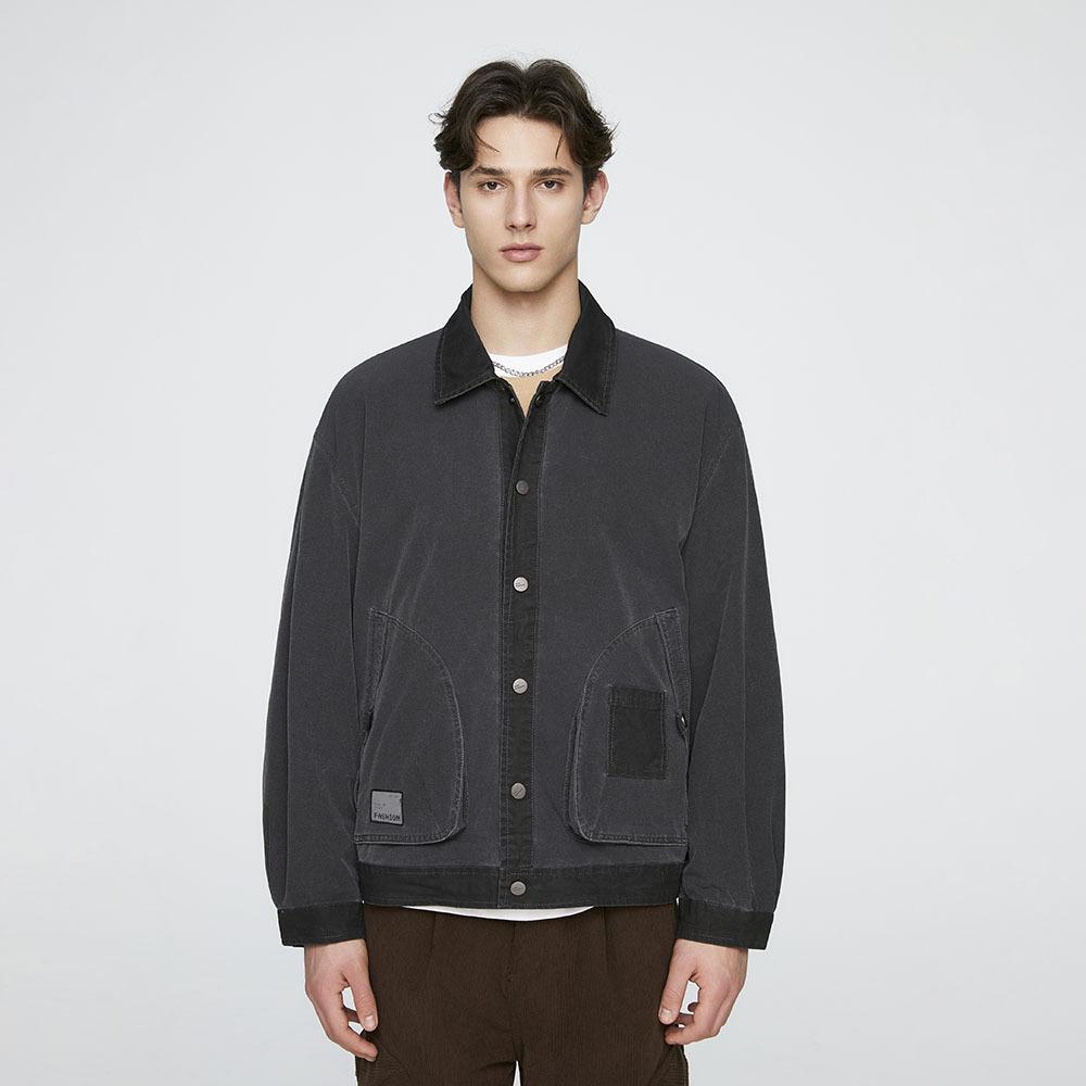 Spring and Autumn American Retro New Style Old Lapel Contrasting Three-dimensional Pocket Top Loose Jacket Casual Jacket