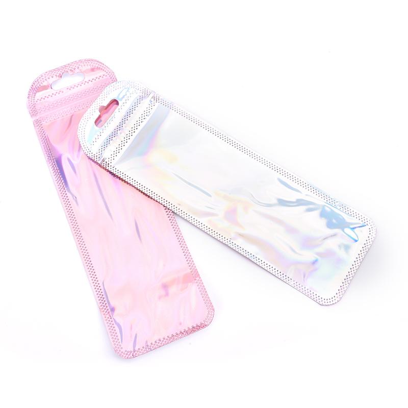50Pcs 4 Styles Laser Packaging Bag Flat Cosmetic Bag Holographic Mini Bags