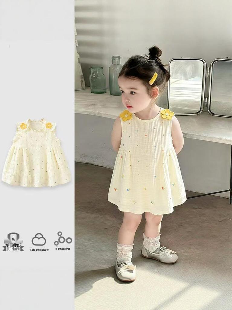 Stylish Floral Summer Sleeveless Princess Dress for Children