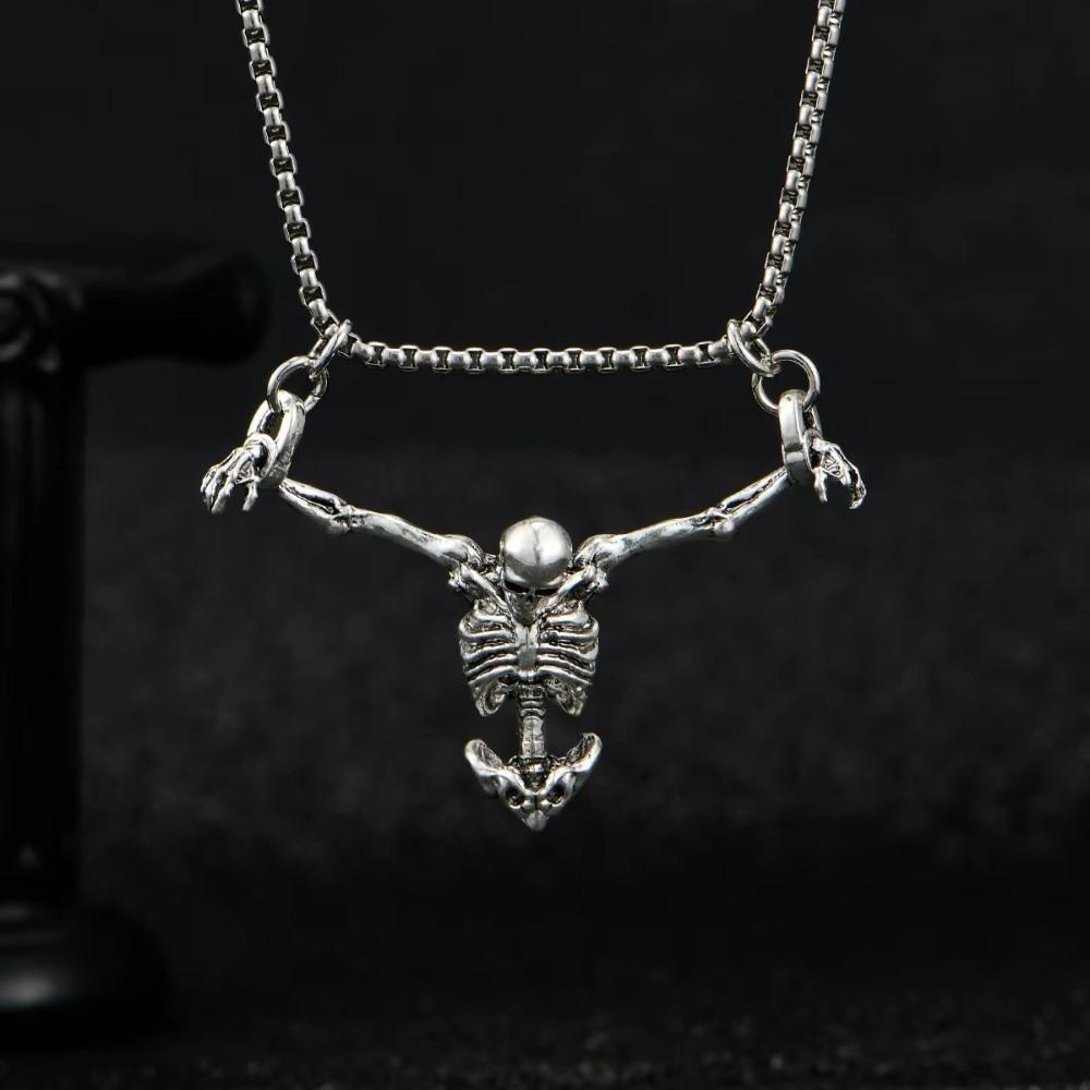 Hip Hop Skull Head Pendent Zinc Zinc Alloy Clavicle Chain Retro Men Necklace Women