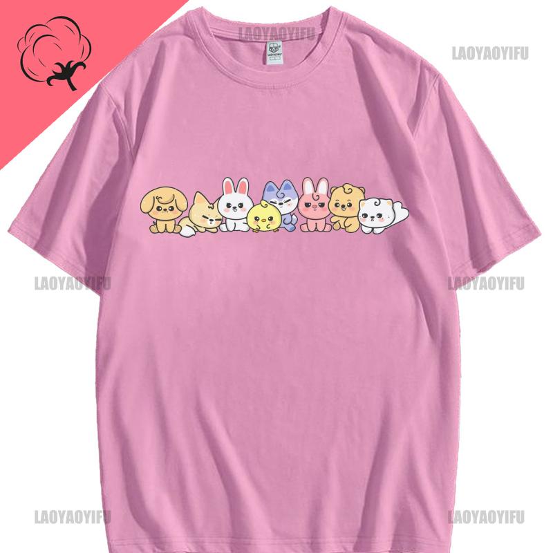 Unisex Retro Streuner Niedliche Kinder Hip Hop T-Shirt Unisex 100% Baumwolle Kurzarm Rundhals Streetwear Mode Kawaii