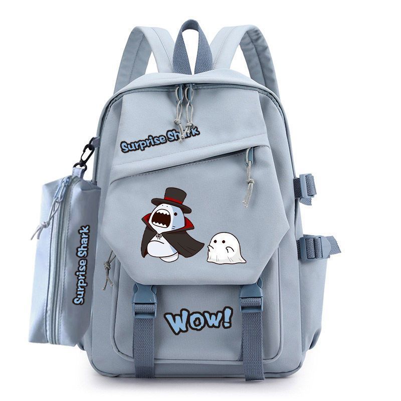 Spoof Cute Shark Expression Backpack Campus Youth Junior High School Students Elementary School Students Handsome Durable Backpack