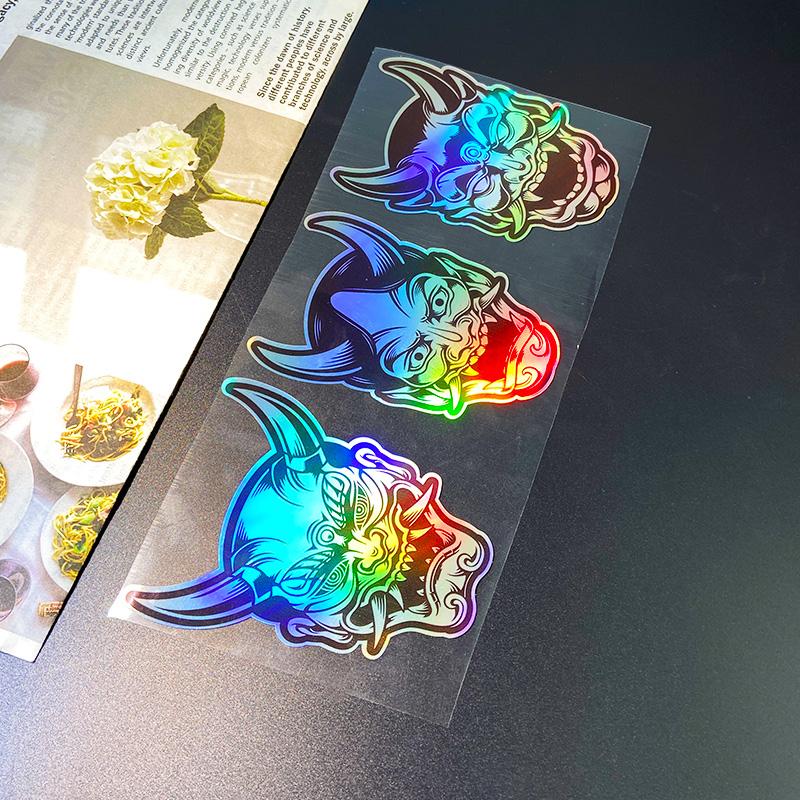 3PCS/1Set Prajna Mask JDM Motorcycle Stickers Waterproof for Motorbike Fuel Tank Helmet Box Durable Car Window Vinyl Decals