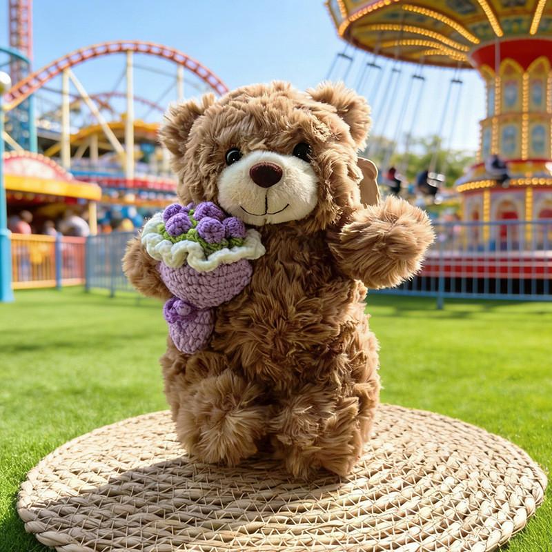 Peluche Orsacchiotto con Decorazioni Floreali per Regalo di San Valentino e da Collezione