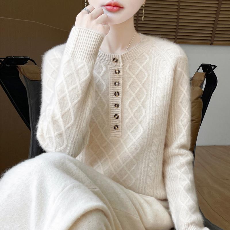 Women Sweater 100% Wool MODERN NEW SAGA O-neck Knit Pullover Thick Winter Jumpers Female Knit Tops