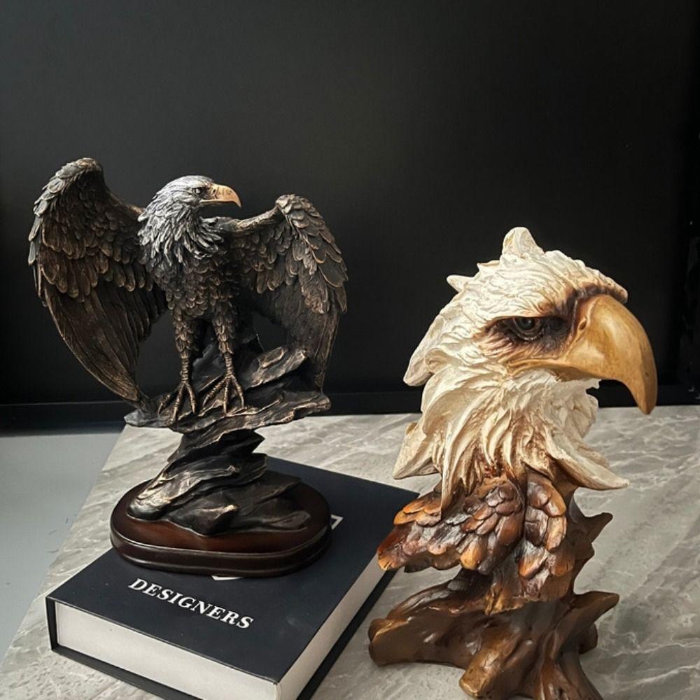 Luxury Simulation Animal Statue Retro Miniatures Figurine Sculpture Tiger Lion Head Ornament  Prop