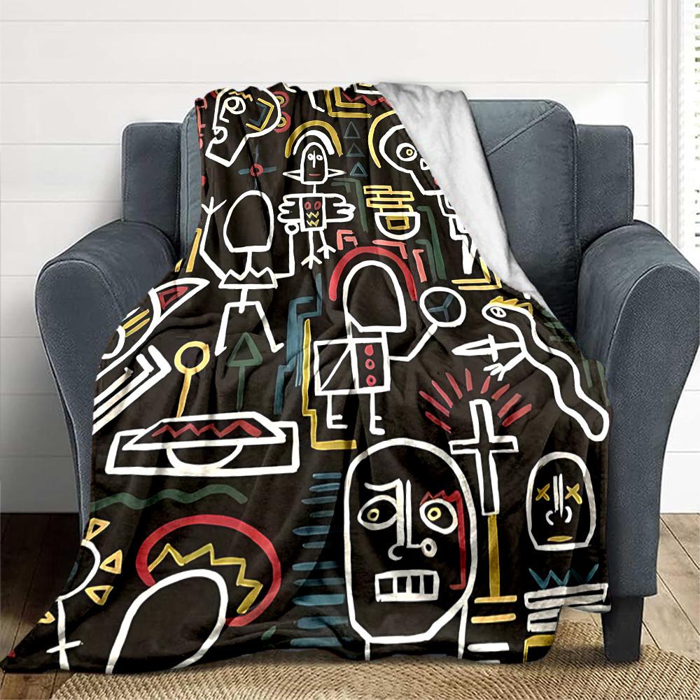 1pc Colorful Sketch Pattern Blanket Warm, Cozy, And Soft, Suitable for Sofas, Beds, Cars, And Office Use.Perfect for Camping And Travel, Making It a G