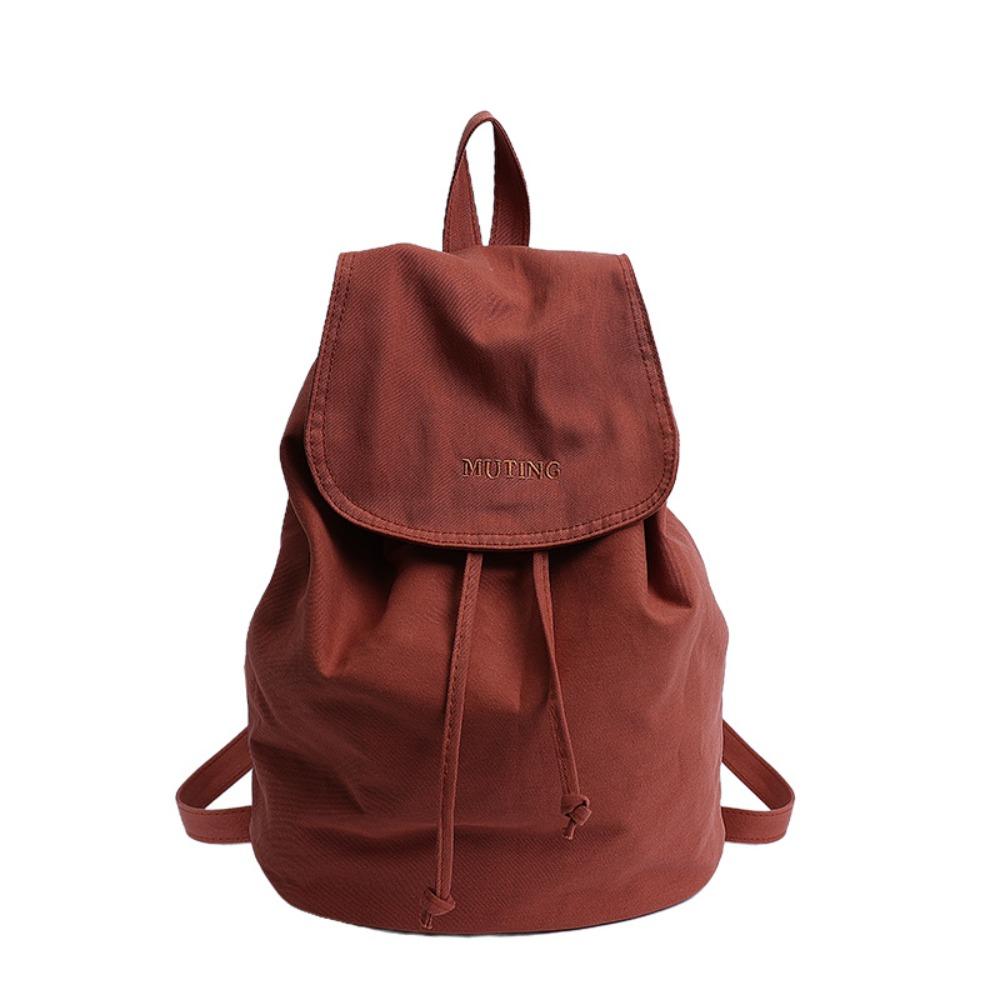 

Simple Nylon Shoulder Bags Solid Color Student Schoolbag Fashion Nylon Backpacks Men Women коричневый