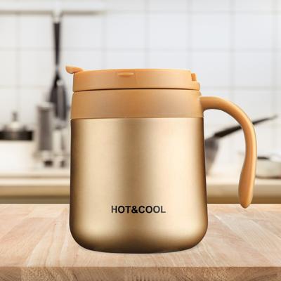 Thermos en Acier Inoxydable 350ml Couvercle à Poignée Tasse à Eau Portable (Or)