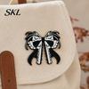 Thickened Metal Brooch Pin, Enamel Skull Bow Design Brooch, Halloween Style Snap-On Bright Color Pin Badge for Backpacks Collars Hats Holiday