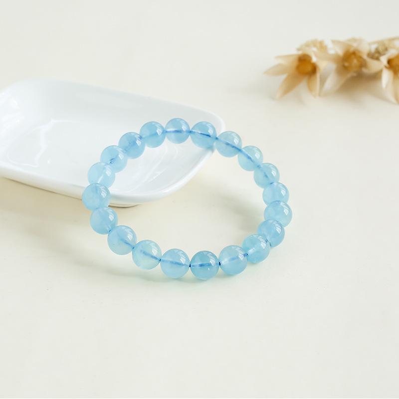 Natural Aquamarine Bracelet Women'S Beaded Blue Crystal Single Ring Bracelet Loose Bead Accessories