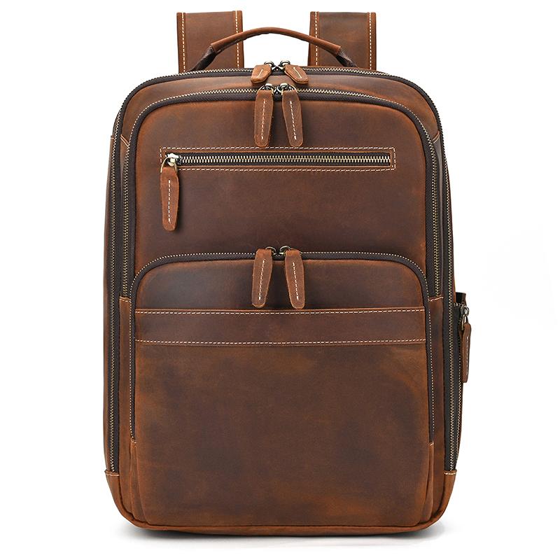 

Retro Fashion Leather Men Backpack Business Male 15 16 Laptop Bag Daypacks Large Capacity Travel College School Bag Large