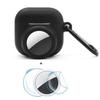 Case for AirPods 4 - Silicone, Black, With Carabiner