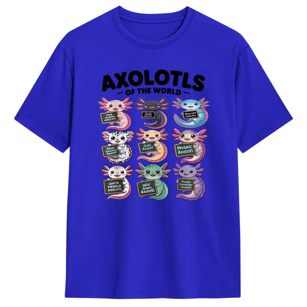 Axolotls of The World Kawaii Axolotl Educational TShirt For Unisex Street Style T Shirts O Neck Tees Oversized Wholesale Tops