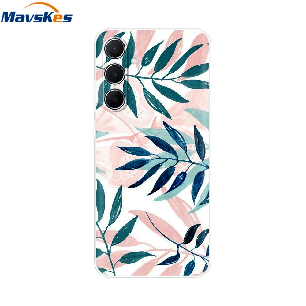 For Samsung Galaxy M35 5G Case Cute Cat Flower Painted Phone Cases For Samsung M35 Case M 35 SM-M356B Silicone Clear TPU Fundas