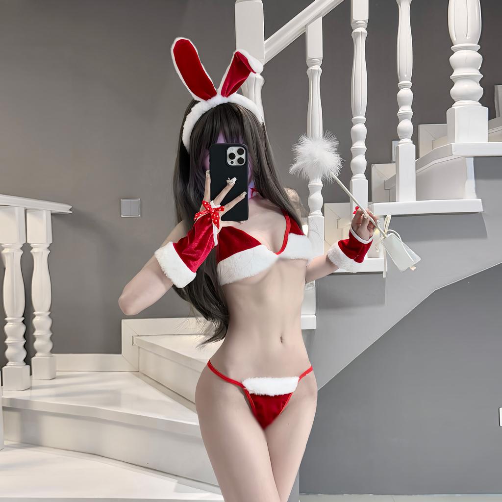 Sex Lingerie Sexy Bunny Suit Three-Point Christmas Uniform Female Seduction Bra Pajamas