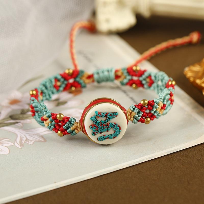 Dunhuang color niche design Nepalese bracelet Tibetan women's retro handwoven hand rope literary accessories