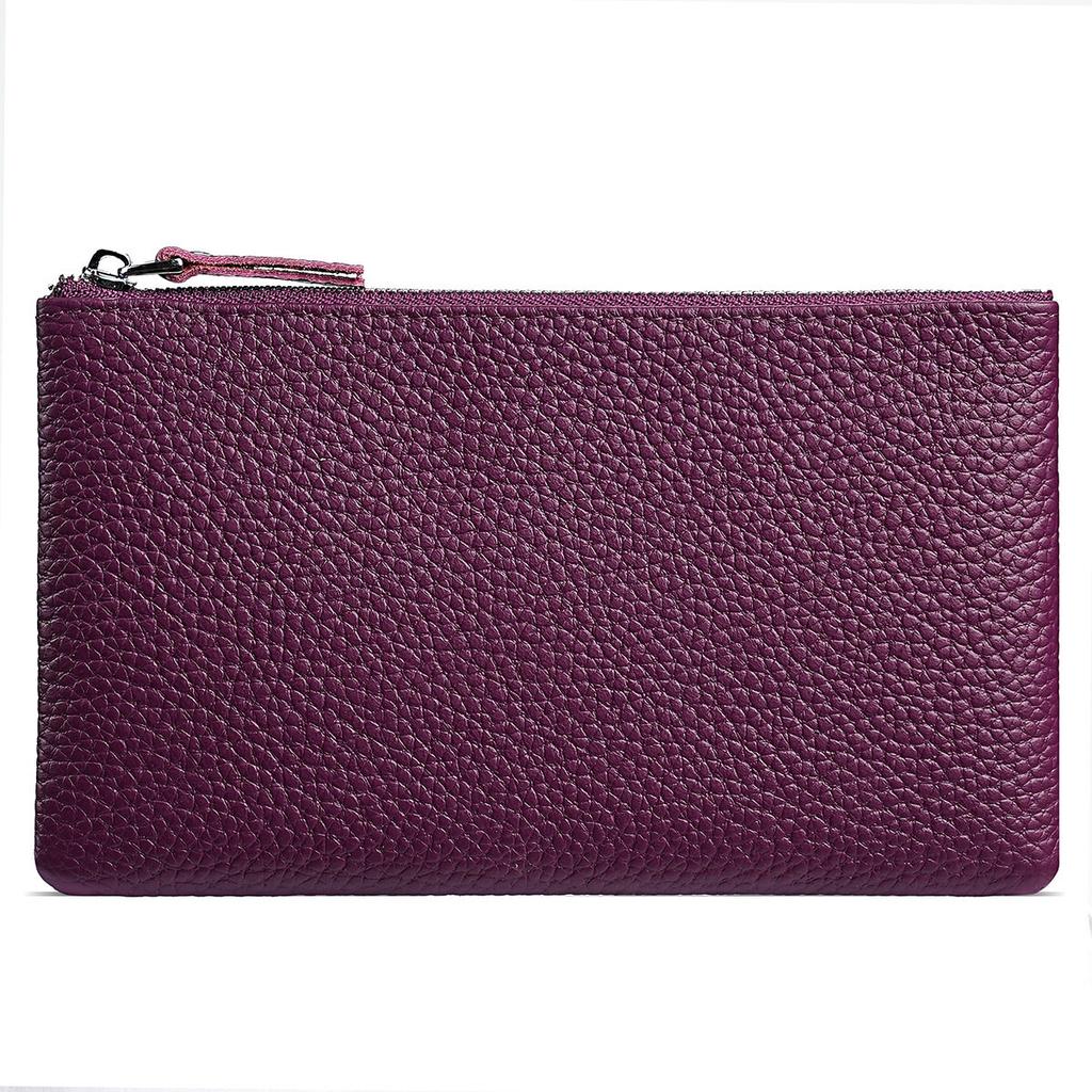 Womens Top Grain Leather Wristlet Clutch Phone Holder Long Wallet Purse Zipper Hand Bag