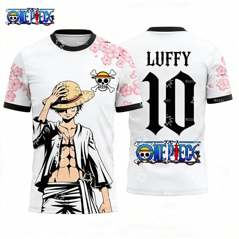 One Piece Anime Luffy Gear 5 3D Print Football Jersey For Men Tshirt Summer Sports Polo Shirt Casual Cosplay Tees Kids/Adult Top