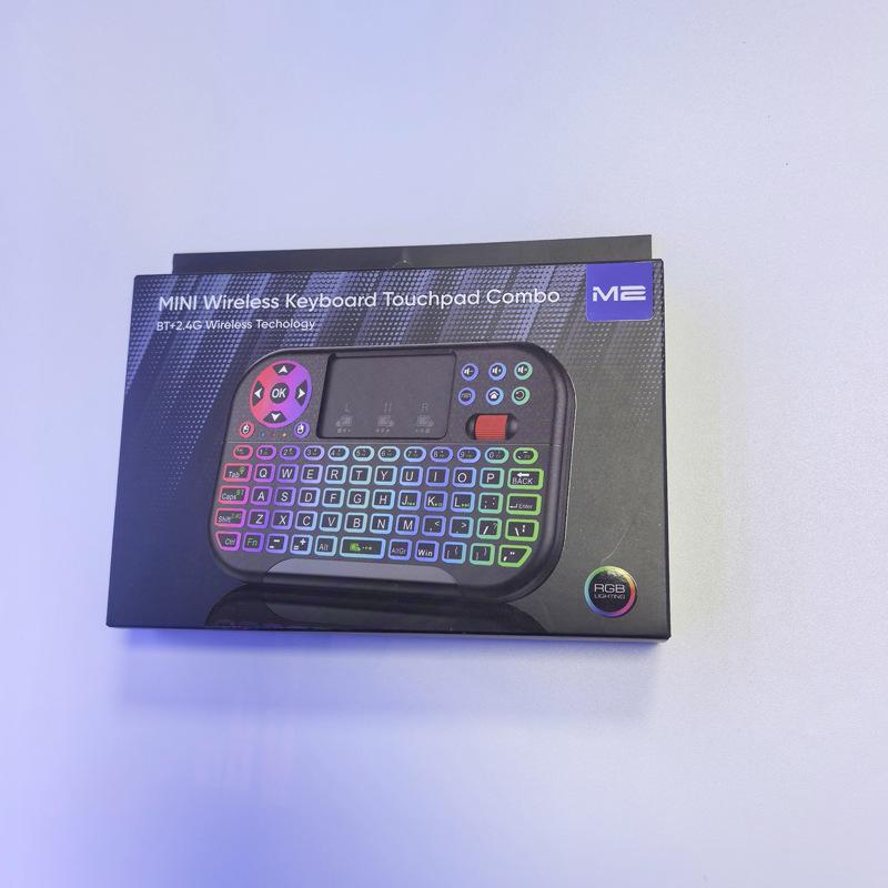 M2 Multi-Mode Mini Keyboard with Touchpad Roller: 7-Color Backlit Air Mouse Keyboard
