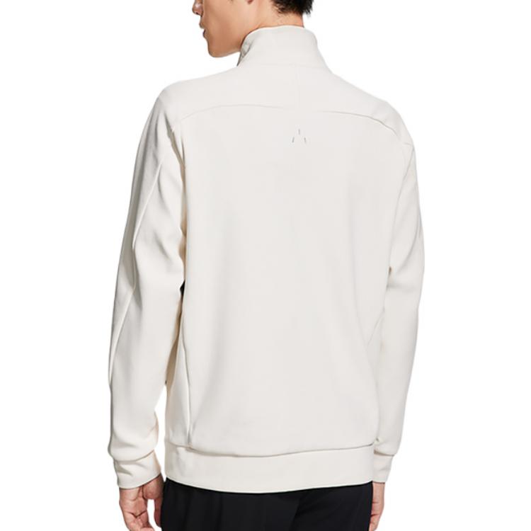 Li-Ning Fitness Series Solid Color Logo Print Zipper Long Sleeve Sweatshirt Men Sweatshirt Beige AWDS629-4