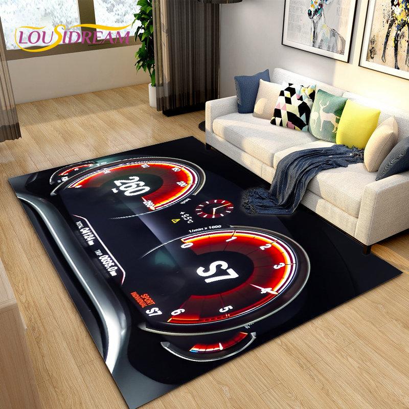 3D Car Racing Dashboard Area Rug,Carpet Rug for Living Room Bedroom Sofa Kitchen Doormat Decoration,Kids Play Non-slip Floor Mat
