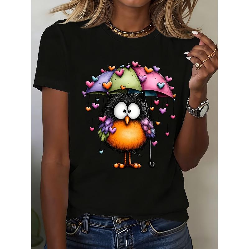 Women's New Casual Sporty Home Fashion Round Neck T-Shirt - Refreshing, Breathable, and Machine Washable, 100% Pure,