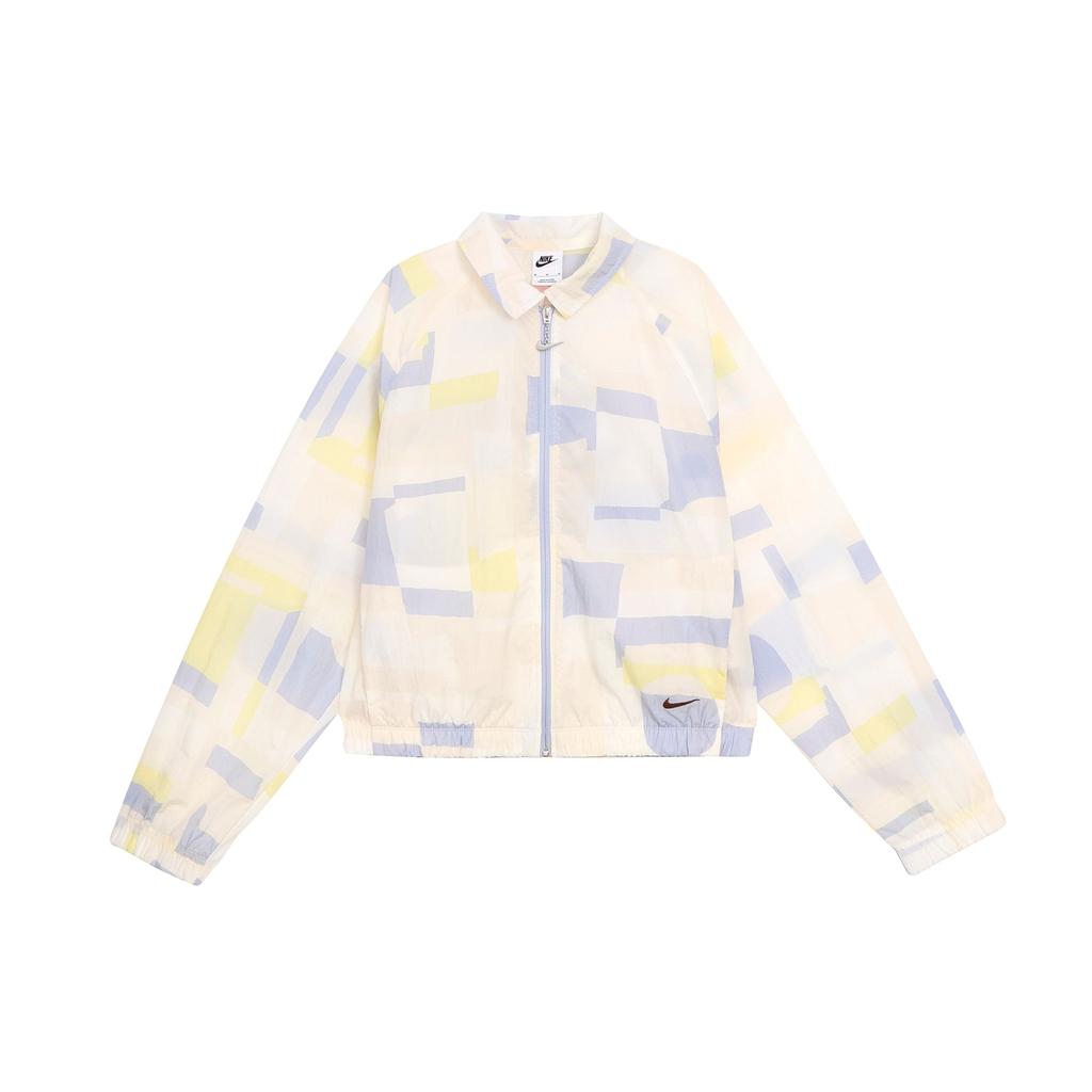 Nike Color-Block Pattern Zip-Up Long Sleeve Jacket Women Outerwear Vintage-Blue Grey FJ7711-133