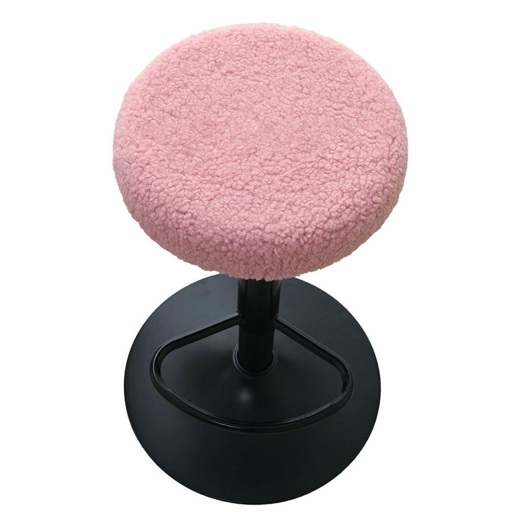 

Teddy Velvet Round Stool Cover Thickened Anti Slip Elastic All Inclusive Household Makeup Stool Protective Cover Bar Universal 1pc розовый