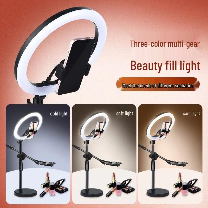 Multi-Functional Selfie Fill Light & Overhead Stand for Live Streaming and Photography