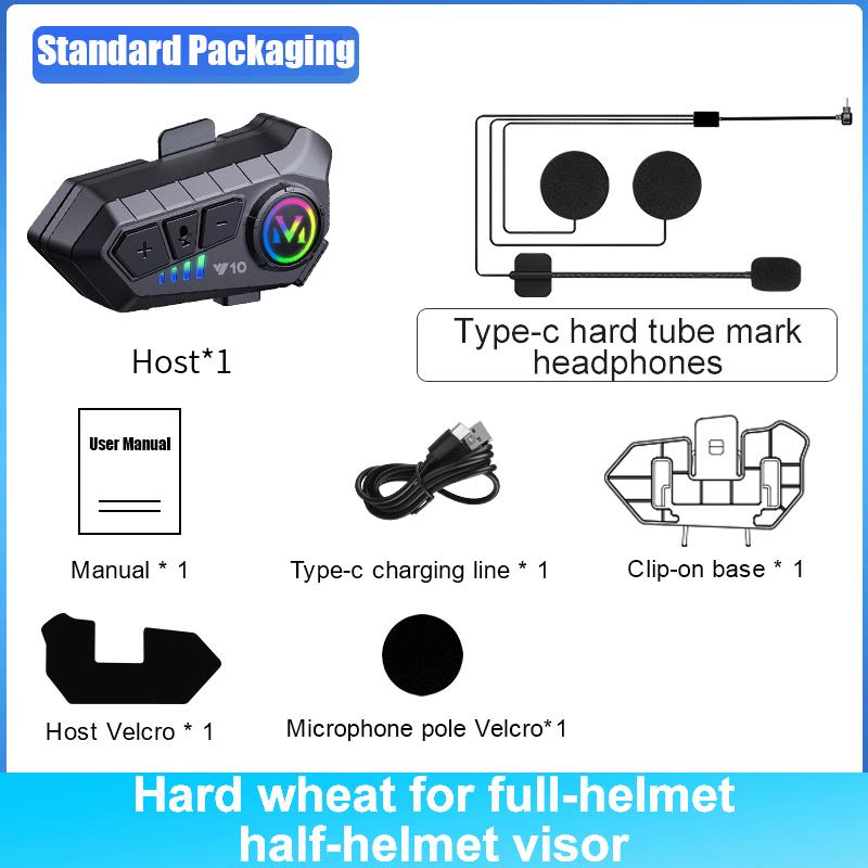 Y10 Motorcycle Helmet BT Headset Wireless Hands-free 1000mAh Super Long Standby Earphone IPX6 Waterproof MP3 Player