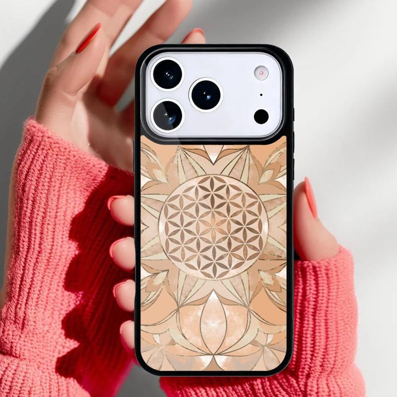 Flower Of Life In Lotus Pastel Golds soft Phone Case for iPhone 17 16 15 14 13 Pro Max Back Cover for 12 11 Pro Coque