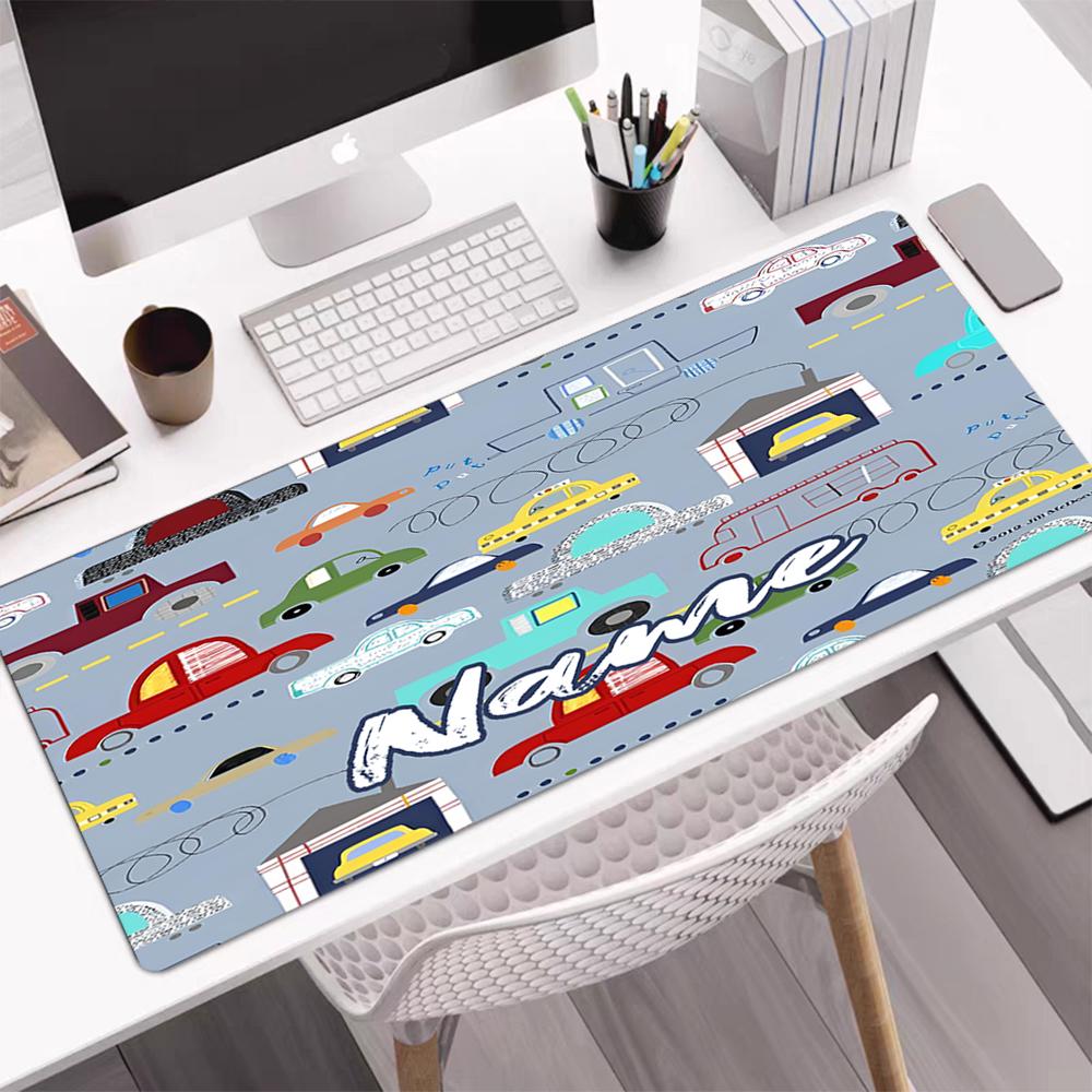 Custom Name Cute cars Theme Mouse Pad, Non Slip Rubber Base, Multifunctional Office & Home Decor, Perfect for Workspace Personalization.