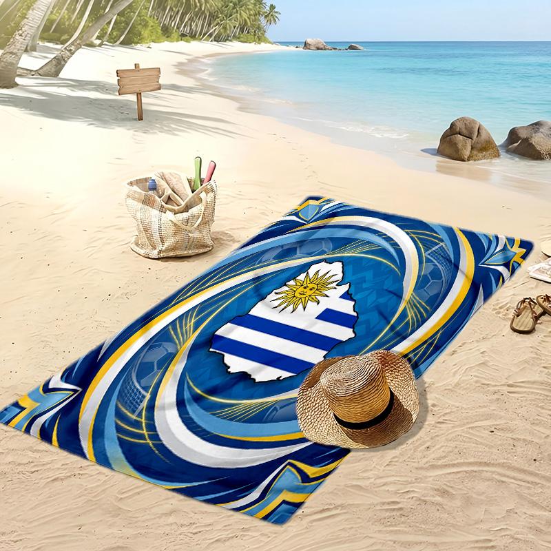 Uruguay Football Print Beach Towel Quick Dry Super Absorbent Soft Bath Towel for Swimming Beach Travel Fan Souvenir Gift