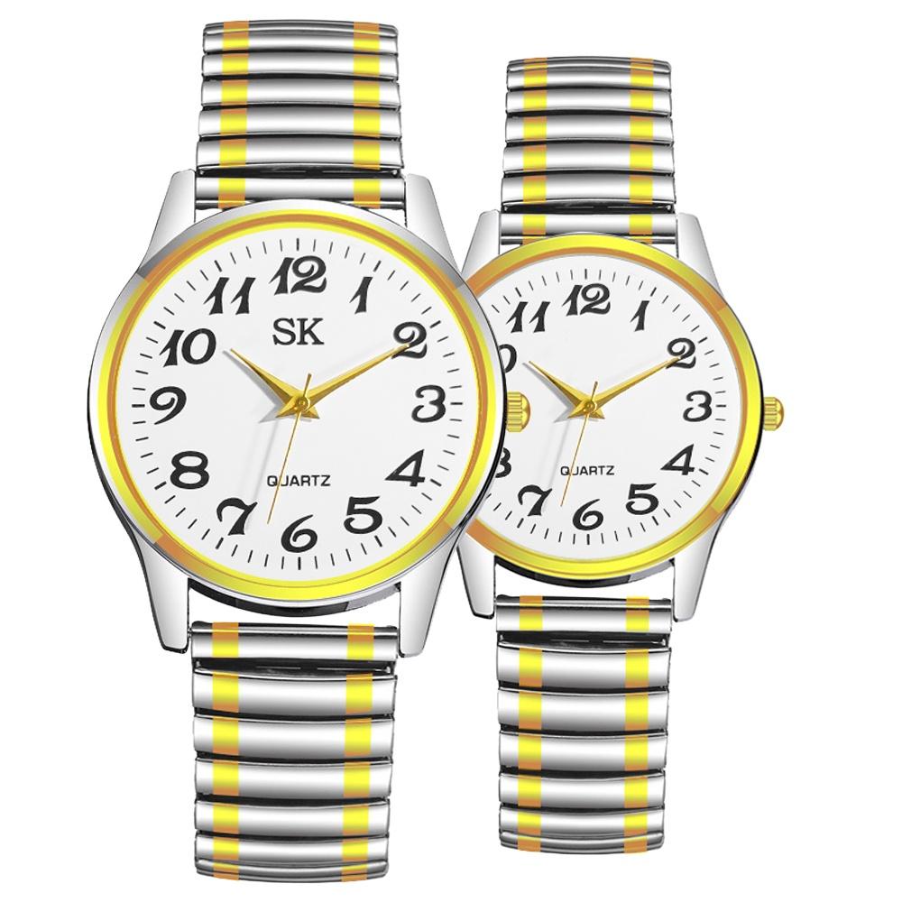 Men's Women's Bussiness Watch Couple Watch Set Romantic Bohemian Style Elastic Strap Quartz Watch Set (Box Not Included)
