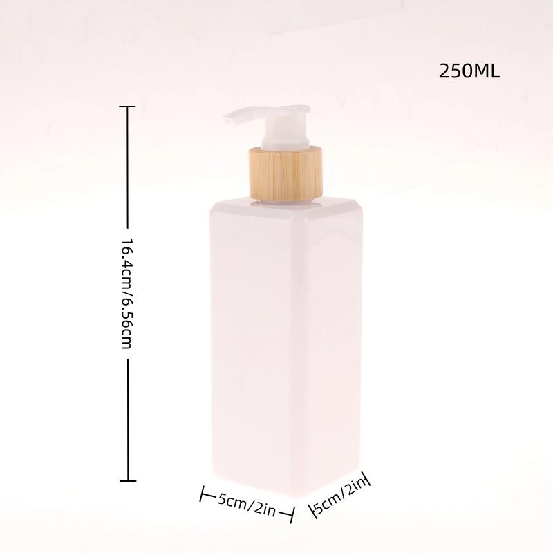 1Pcs Square Shampoo Shower Gel Body Wash Dispensers Refillable Bamboo Pump Bottles Lotion Containers Bathroom Dispensers