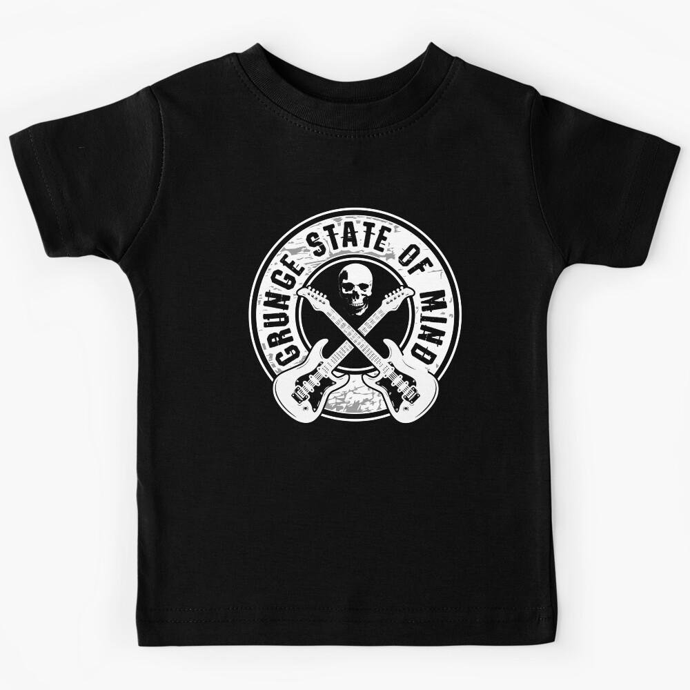 Grunge State of Mind - 90s Rock Guitar & Skull Art Kids T-Shirt 150