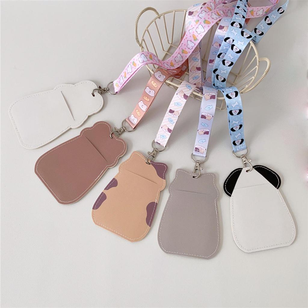 Shape Hollow Transparent Card Holder Girl's Neck Hanging Bus Card ID Card Holder Student Campus Card Holder