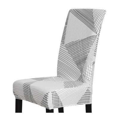 Chair Cover With White And Light Gray Geometric Pattern