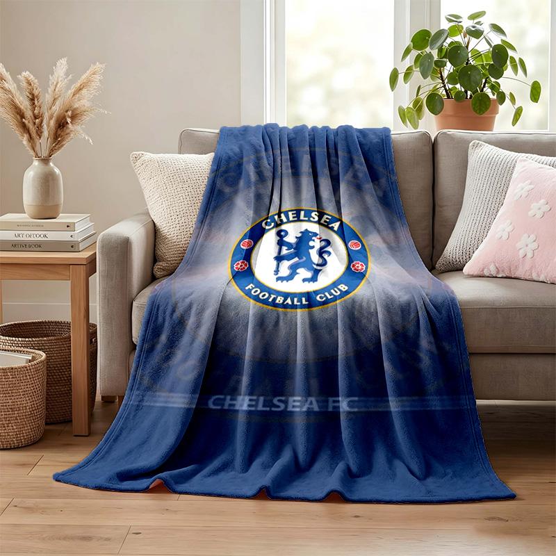 Chelsea FC Blanket Flannel Blanket Soft Cozy Plush Throw for Sofa Bed Lightweight Home Decoration